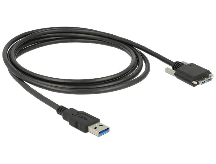 DELOCK USB 3.0 kabel, Typ A hane Typ Micro B hane med skruvar, 3m, sv 83599