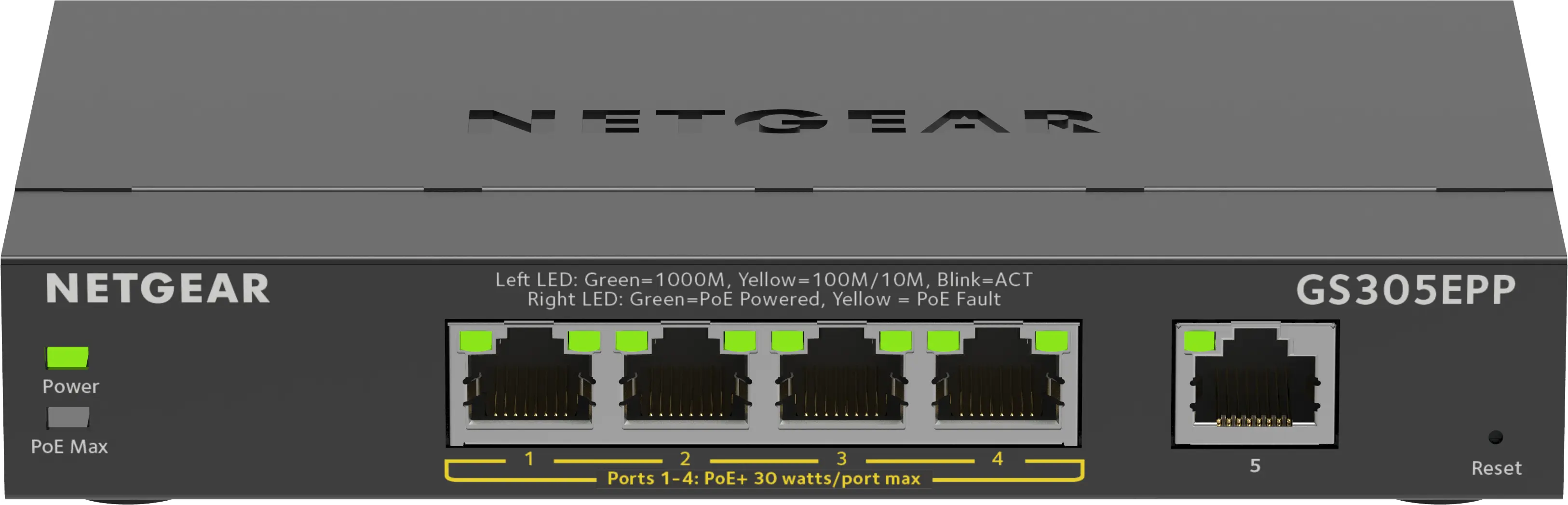 NETGEAR 5PT GE PLUS SWCH W/HI-PWR POE+ GS305EPP-100PES
