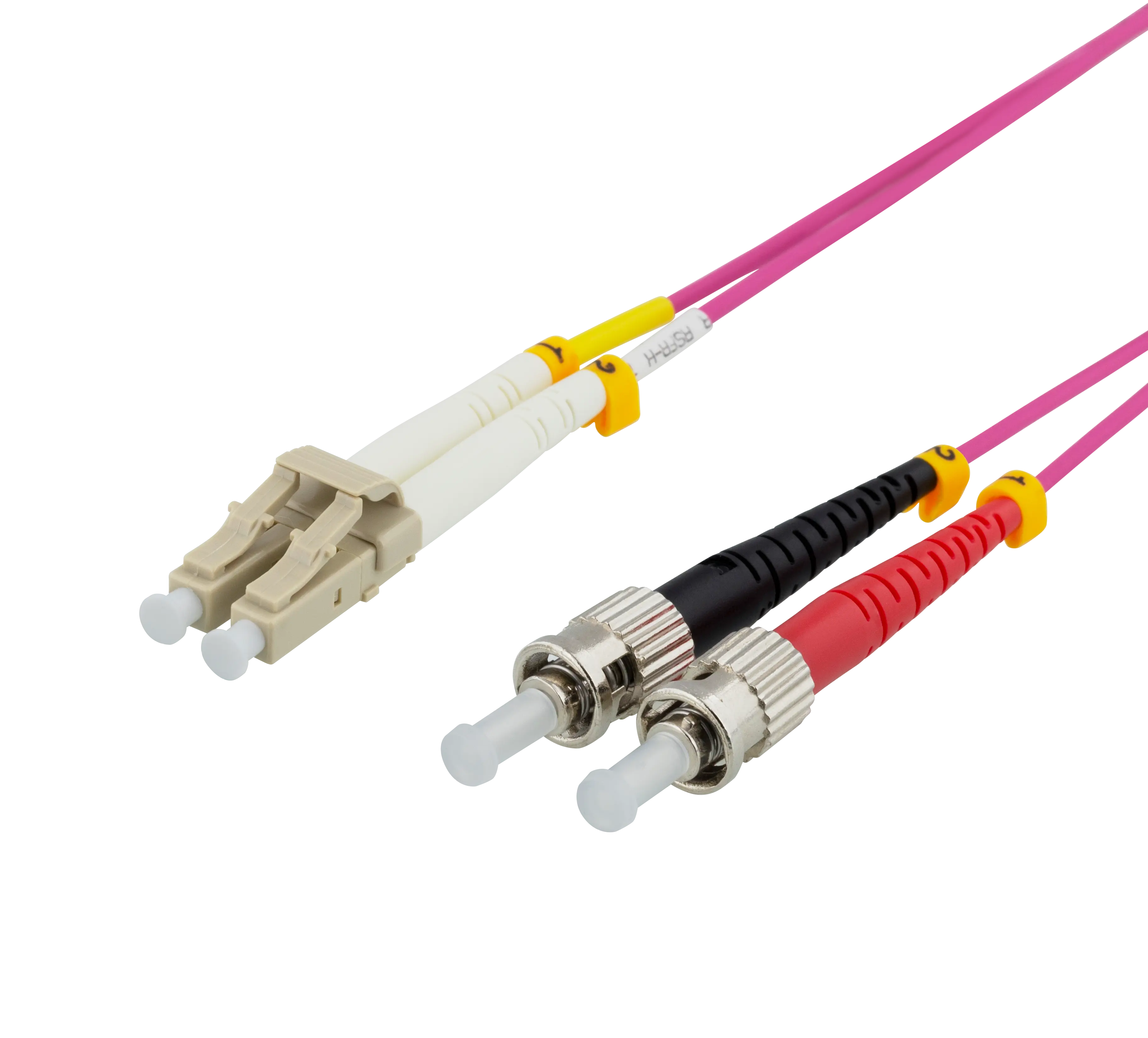DELTACO Fiber cable, 2m, LC-ST Duplex, 50/125, pink LCST-72