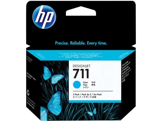 HP 711 3-pakning 29 ml cyan blekkpatroner CZ134A