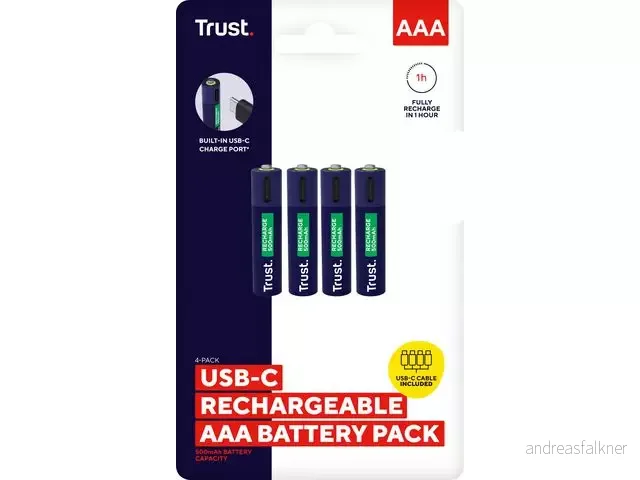 TRUST Batteri TRUST USB-C Oppladbare AAA (4) 25671