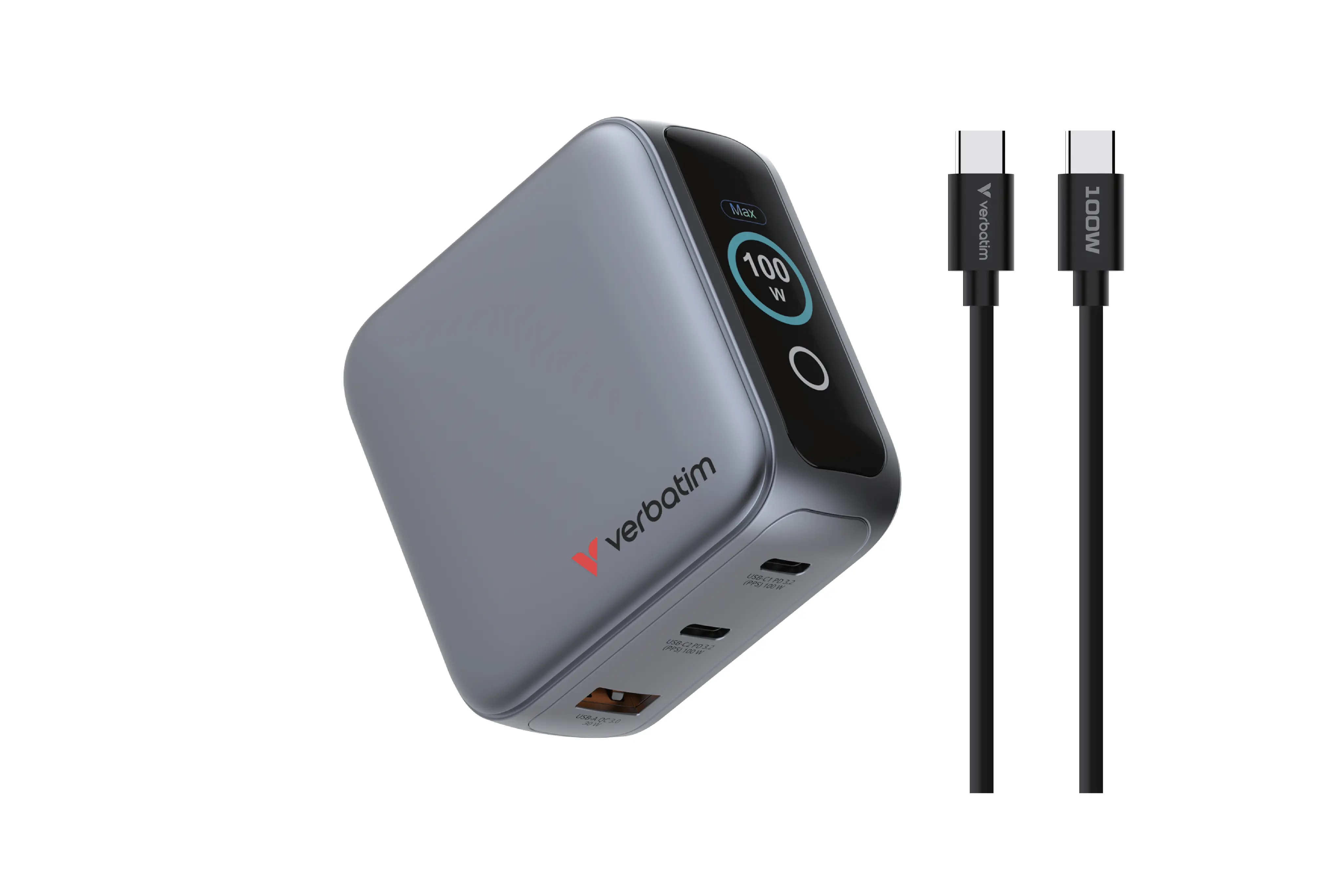 VERBATIM Mini GaN Charger 3-port 100W with Display 30239