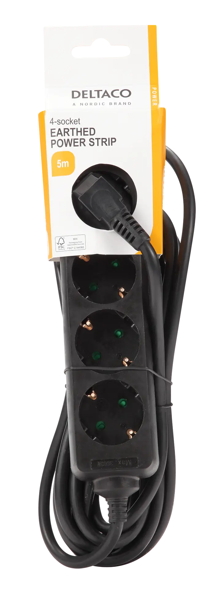 DELTACO Outlet 4xCEE 7/3 1xCEE 7/7 5m Black GT-0422