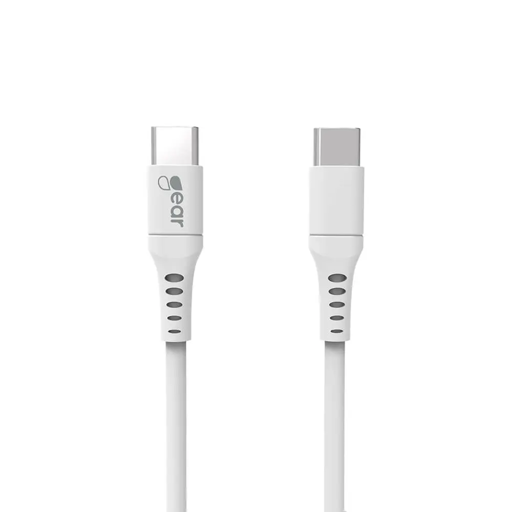 GEAR Laddkabel USB-C till USB-C 2.0 1m Vit Rund Kabel 665105
