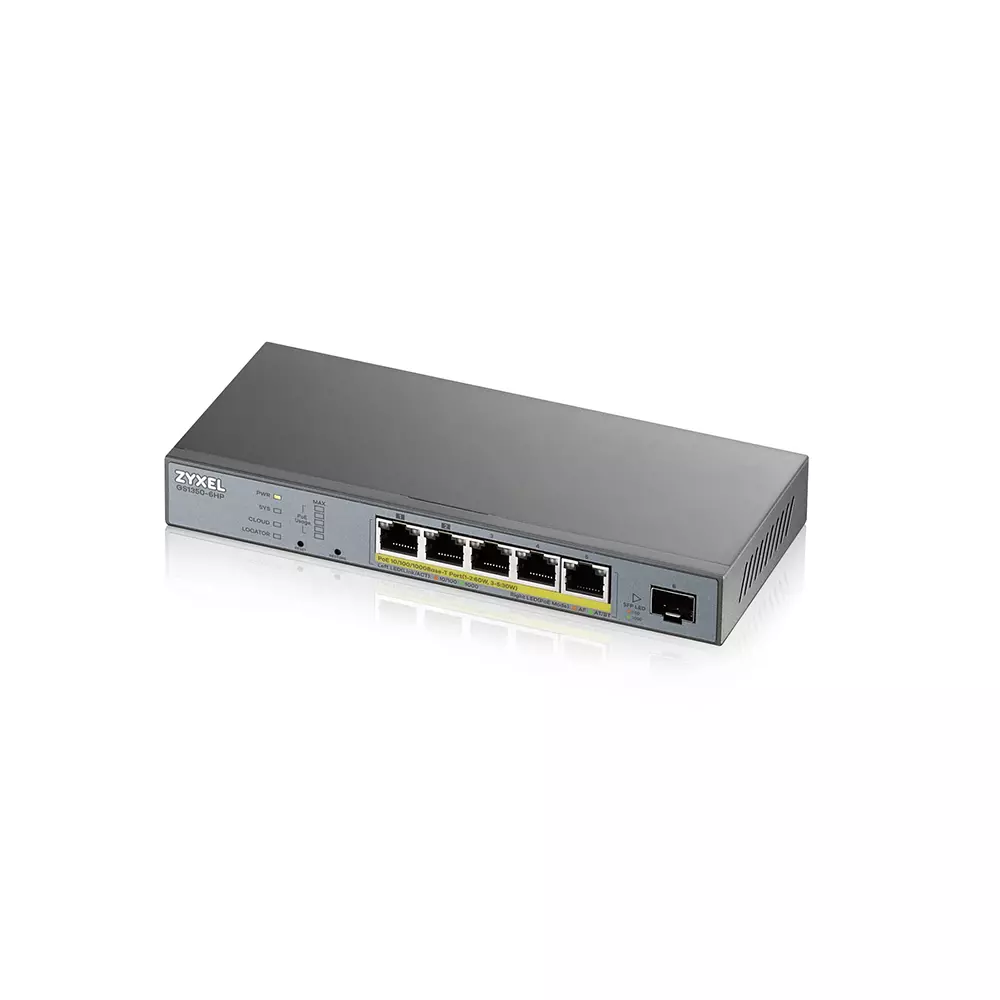 ZYXEL GS1350-66 Port managed CCTV PoE Switch long range 60W 802.3BT GS1350-6HP-EU0101F