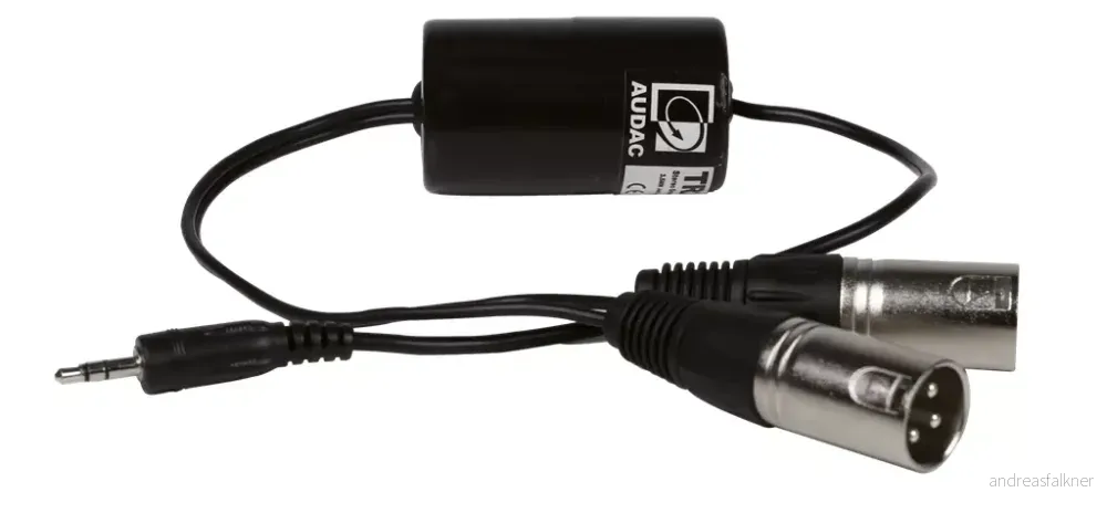 AUDAC Jordskiller TR2080 Passiv Ground loop isolator 3,5JackM 2x XLRM TR2080