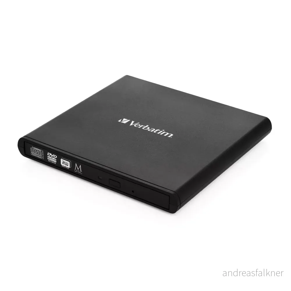 VERBATIM External CD/DVD ReWriter, USB 2.0, Slim, Black 98938