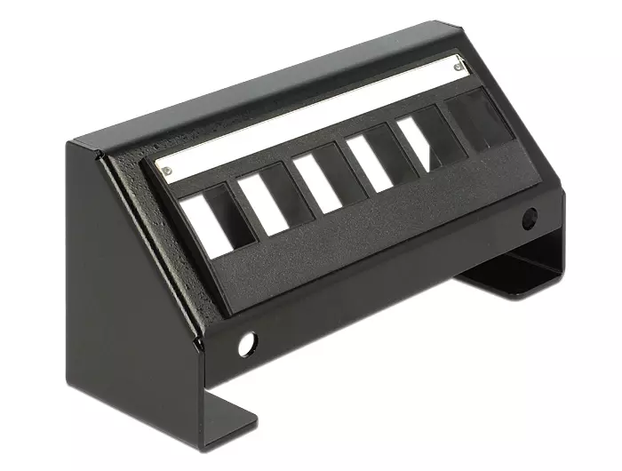 DELOCK Keystone panel, 6-portar, 45° vinkel på portarna, metall, svart 86268