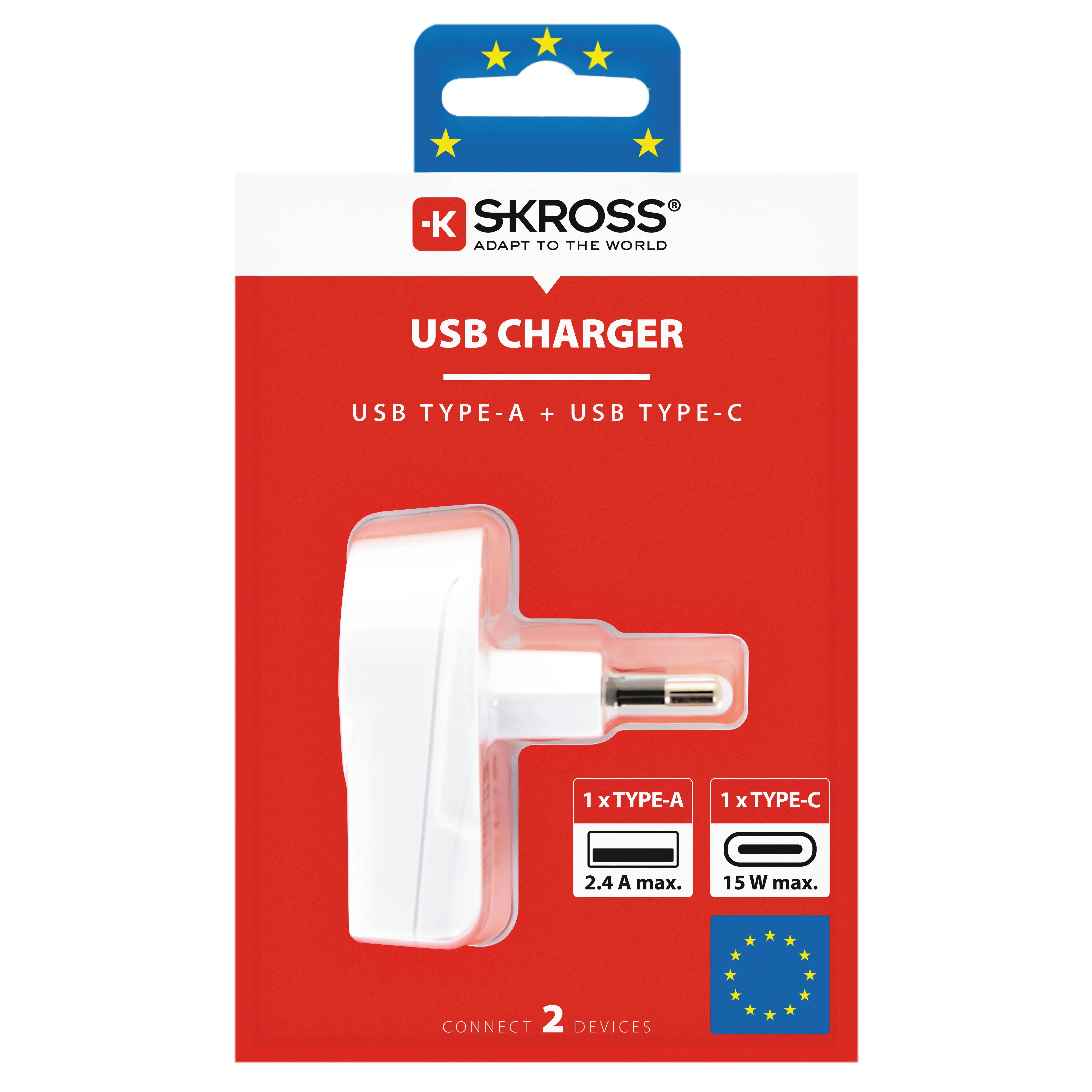 SKROSS Euro USB Charger - 1xUSB Type C / 1xUSB Type A 1302423