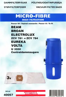 HANESTRÖM Dammsugarpåsar Hanestrom Electrolux ZCV 781 40057