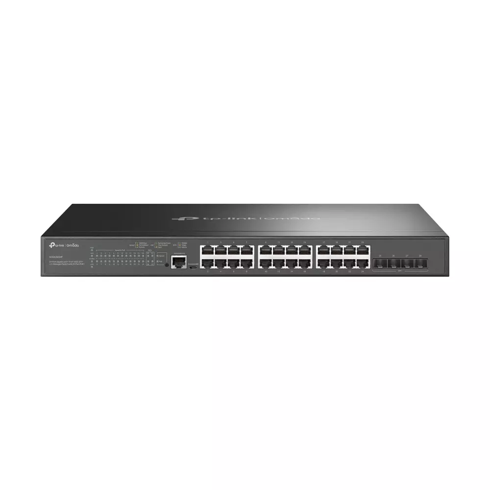 TP-LINK JetStream 24-Port Gigabit and 4-Port 10GE SFP+ L2+ Managed Switch with 24-Port PoE+ SG3428XMP