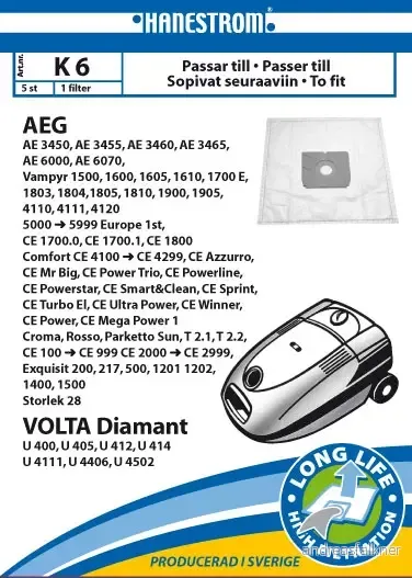 HANESTRÖM Vacuum cleaner bags K6 K6