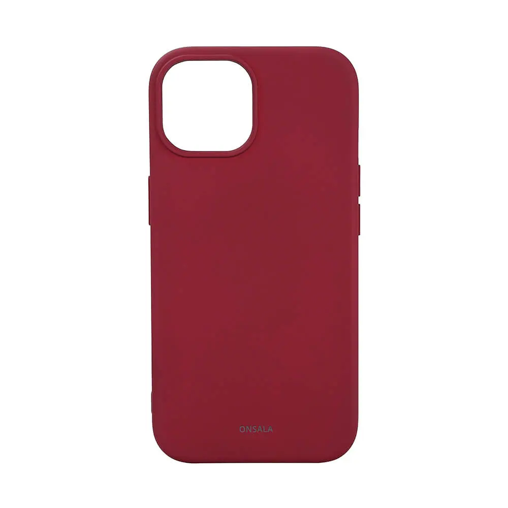 ONSALA Back Sil Touch Recycled MagSerie iPhone 15 Deep Red 664193