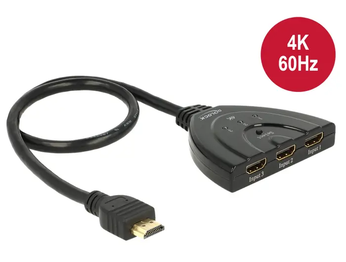 DELOCK HDMI UHD Switch 3 x HDMI in > 1 x HDMI out 4K with integrated c 18600