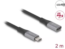 DELOCK USB 40 Gbps Extension Cable USB-C M-F PD3.1 240W 2m Metal 81202