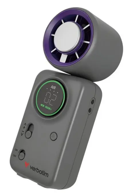 VERBATIM Cool 'n' Go Ice Touch Mini Handheld Fan Purple/Grey 32347