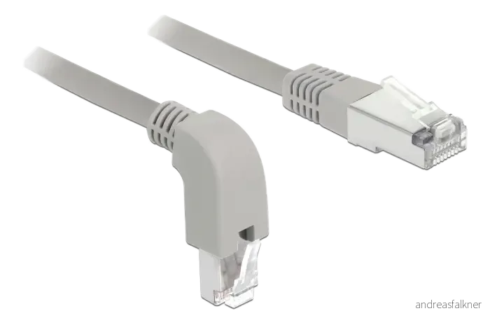 DELOCK Network cable RJ45 Cat.6A S/FTP downwards angled / straight 1 m 85874