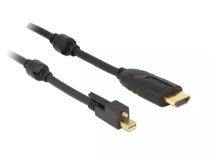 DELOCK mini DP 1.2 male with screw > HDMI male 4K Active black 5 m 83732