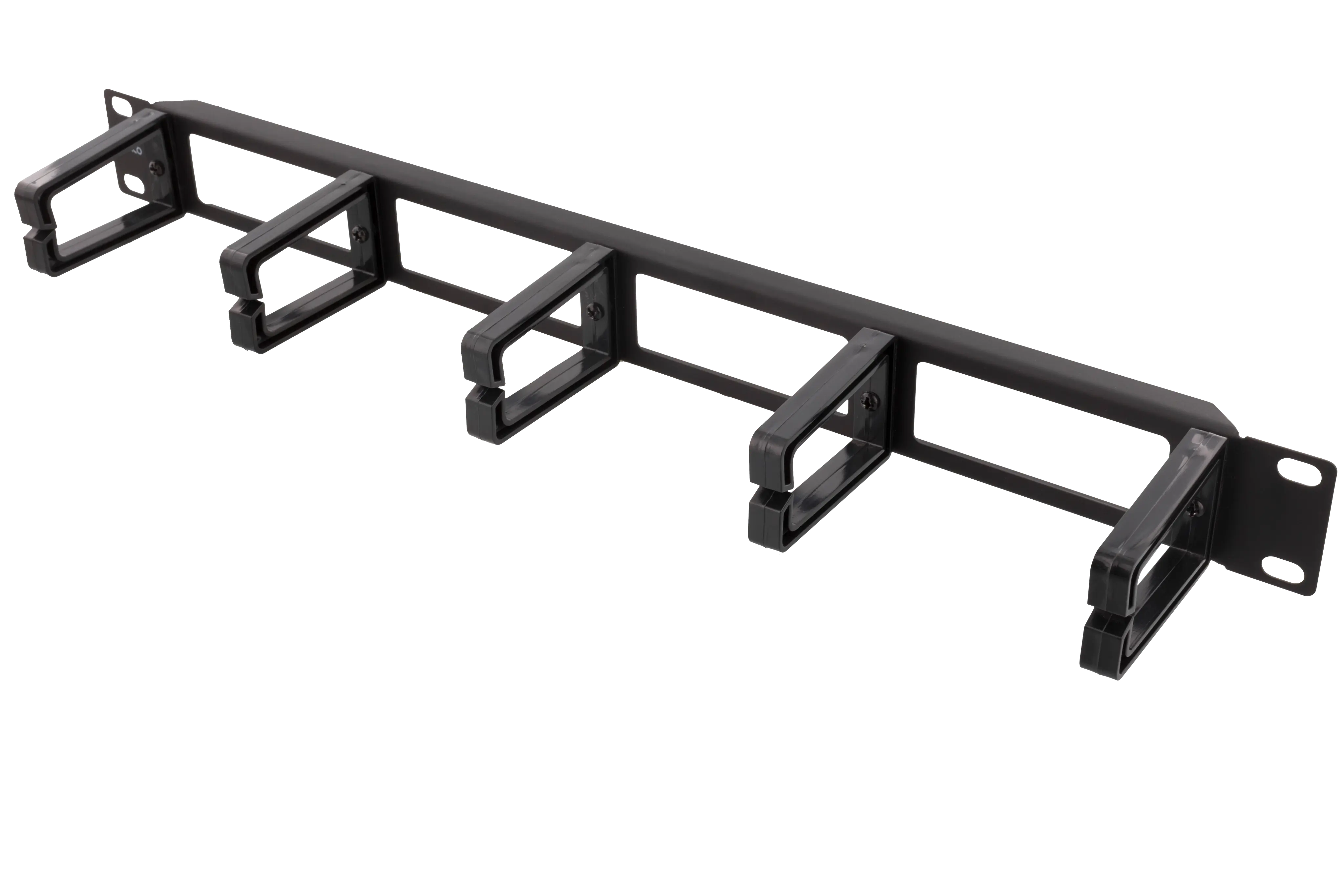 DELTACO 19" Cable panel, 1U, 5 brackets, cable management, black P-016E-1U
