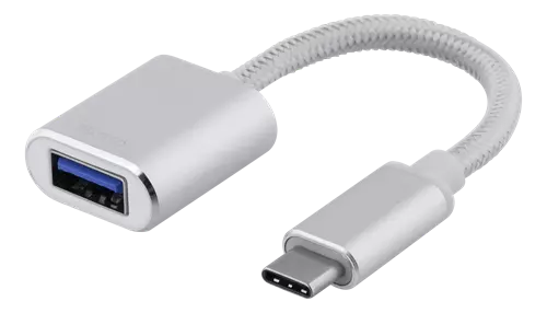 DELTACO USB-C 3.1 Gen 1 to USB-A OTG adapter, alu, white bag, silver USBC-1278