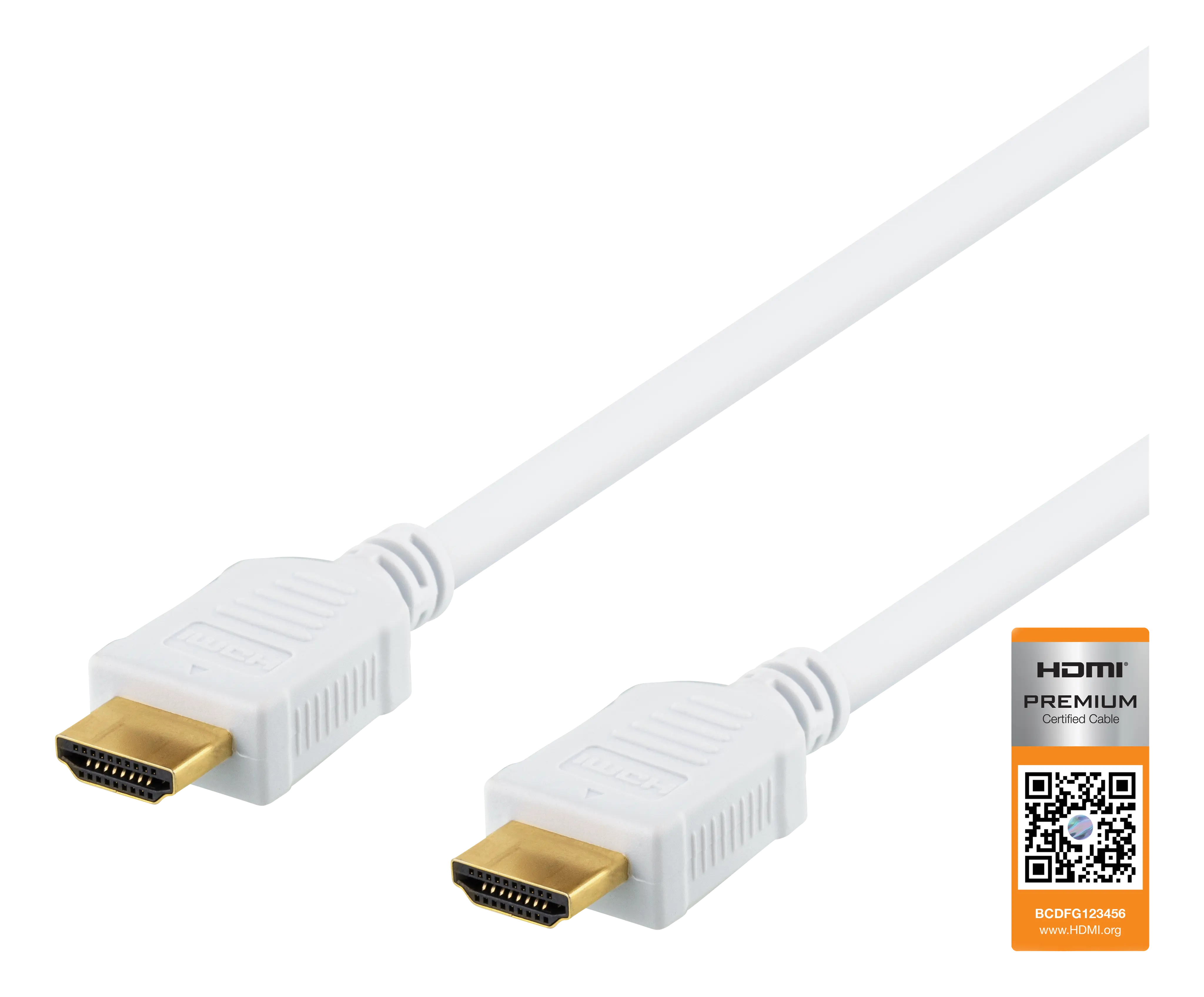 DELTACO High-Speed Premium HDMI cable, 3m, Ethernet, 4K UHD, white HDMI-1030AD
