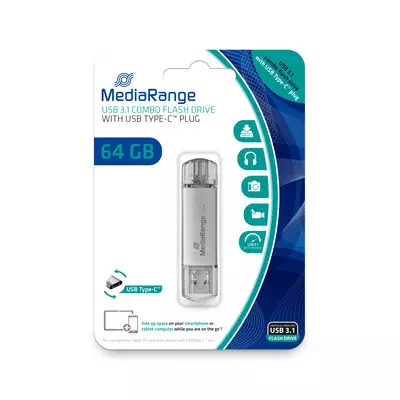 MediaRange USB-Stick 64 GB USB 3.1 combo F-FEEDS MR937