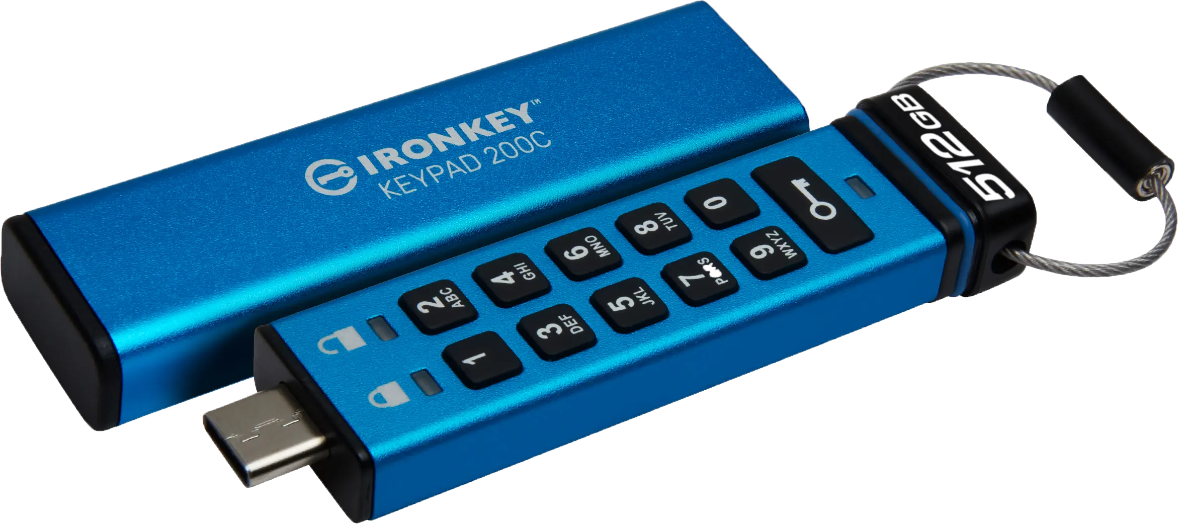 KINGSTON 512GB USB-C IronKey Keypad 200C FIPS 140-3 Lvl 3 Pending AES-256 IKKP200C/512GB
