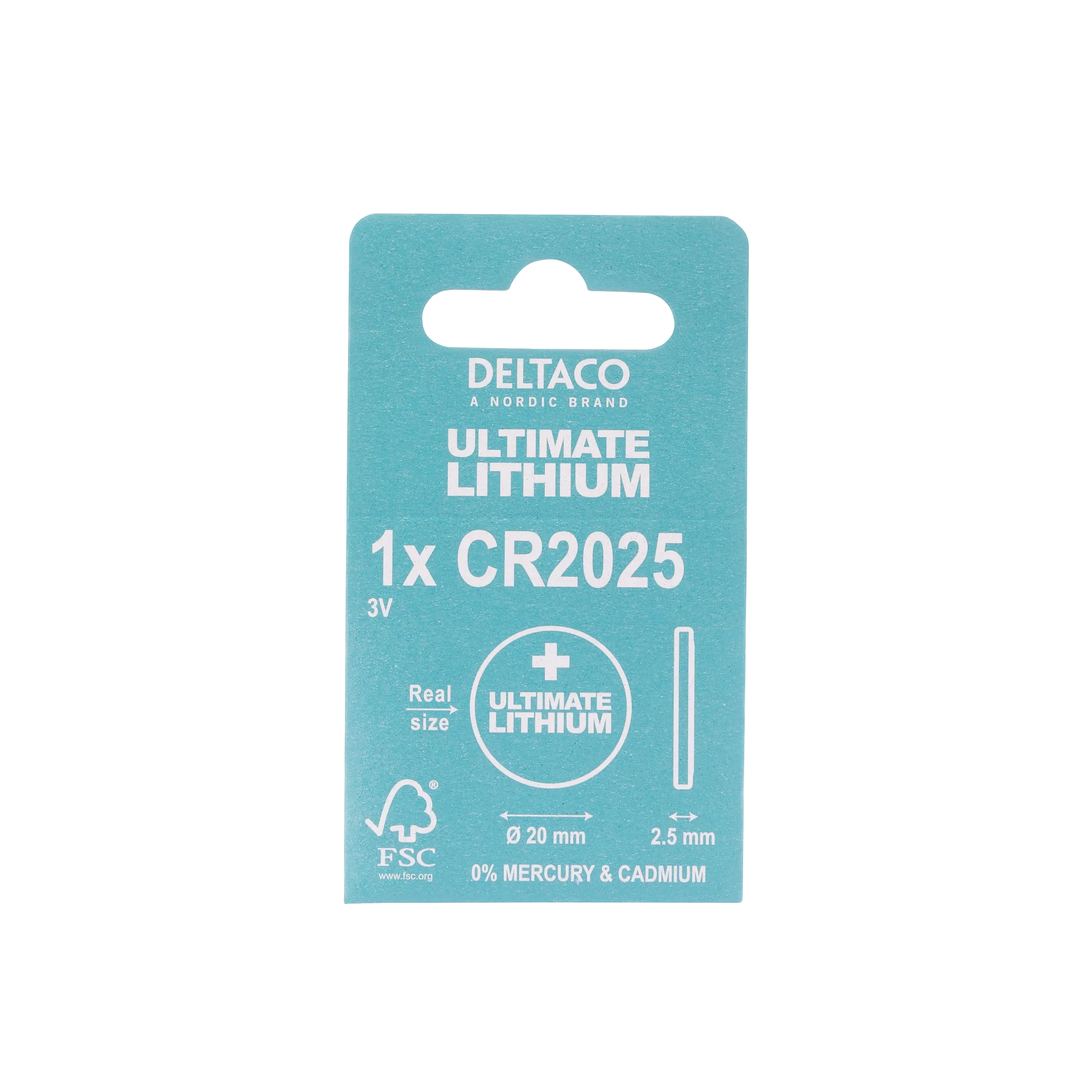 DELTACO Ultimate Lithium, 3V, CR2025 button cell, 1-pk ULT-CR2025-1P