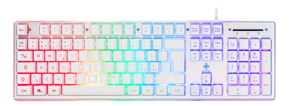 DELTACO GAMING WK75 RGB keyboard, 105 keys, Nordic layout, diaphragm switch, orange LED lighting, USB, white / RGB GAM-021-RGB-W