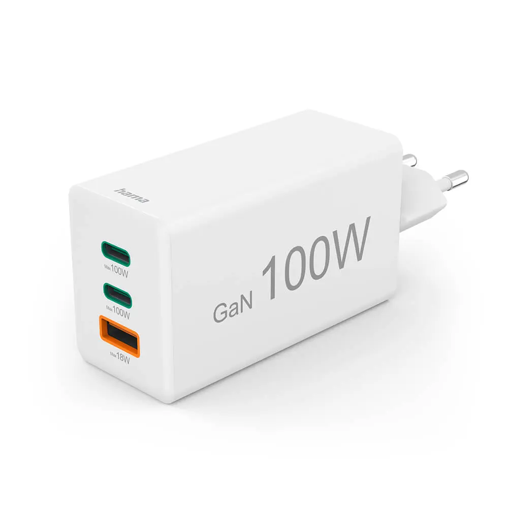 HAMA Charger 2x USB-C 1x USB-A GaN 100W White 00201997