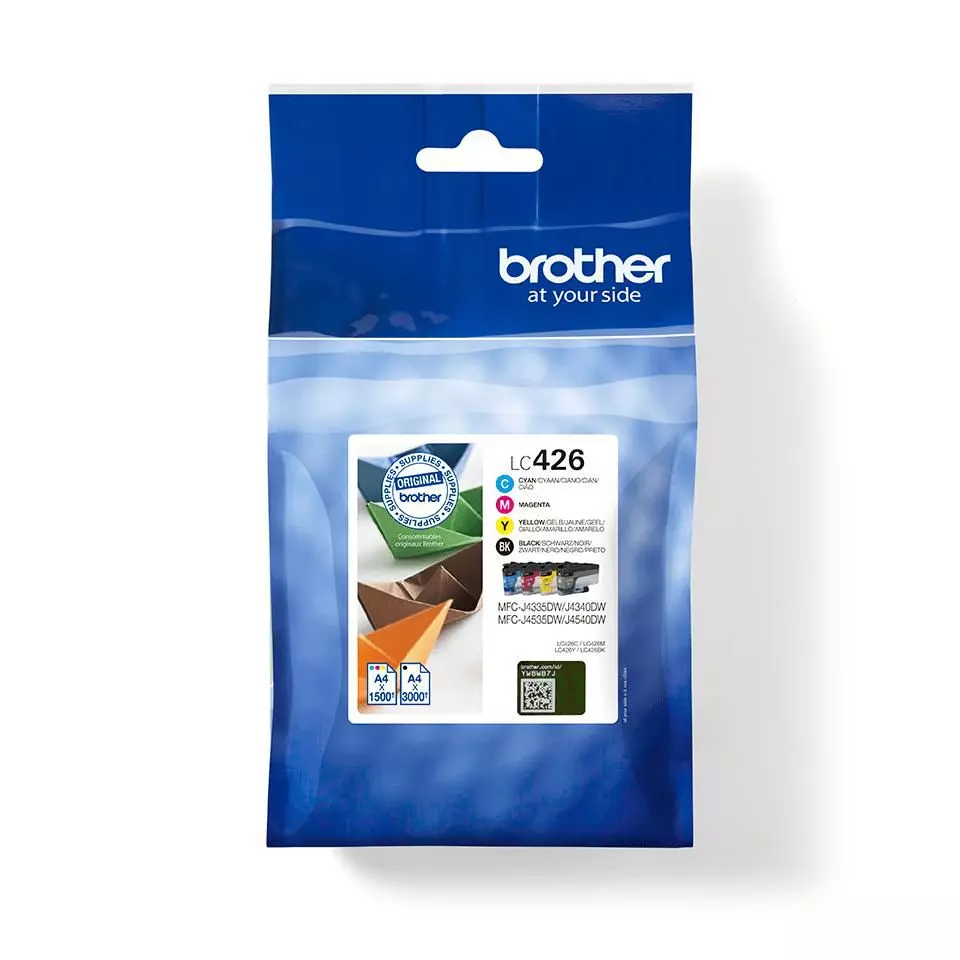 BROTHER LC426VAL Ink Cartridge Black Cyan Magenta Yellow Multipack for MFC-J4340DW MFC-J4540DW MFC-J4540DWXL 1500pages in color LC426VAL