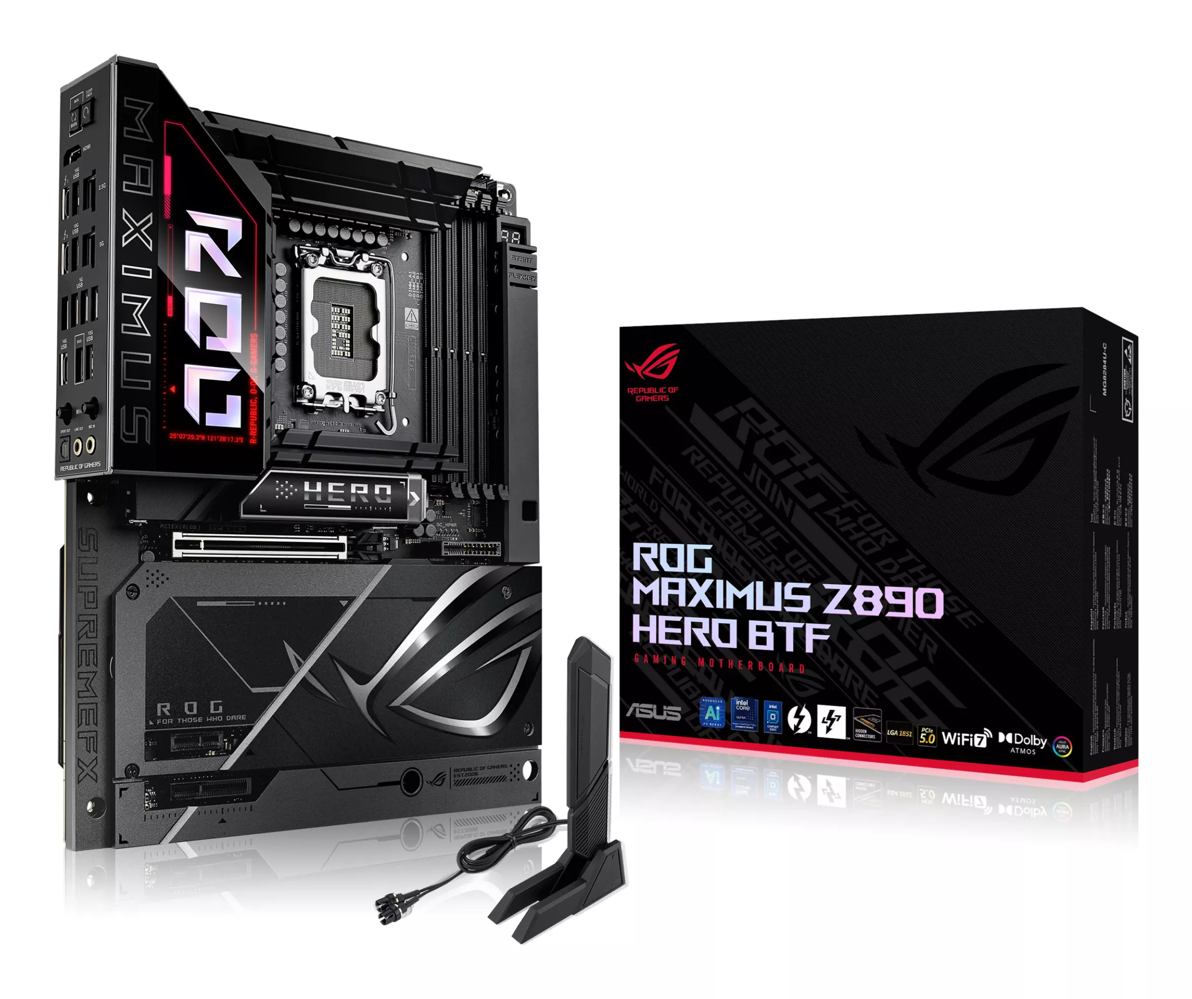 ASUS ROG MAXIMUS Z890 HERO BTF LGA 1851 DDR5 ATX motherboard 1xHDMI 2xThunderbolt 6xM.2 4xSATA 90MB1KG0-M0EAY0