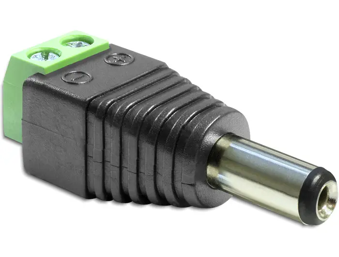 DELOCK DC-terminalblock, 2,1x5,5x11mm, plus i mitten 65396