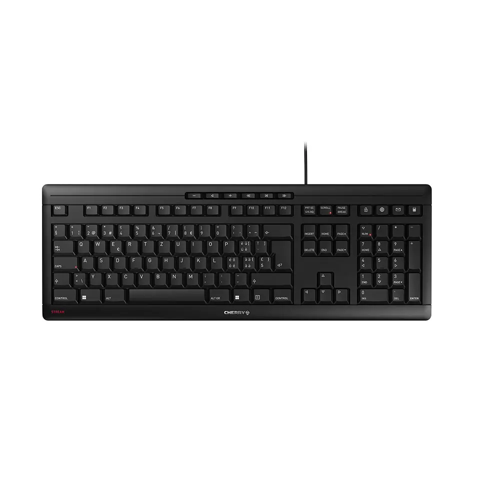 CHERRY STREAM CORDED KB CH BLACK SWITZERLAND - BLACK PERP JK-8500CH-2