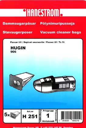 HANESTRÖM Dammsugarpåsar HUGIN 906 H251