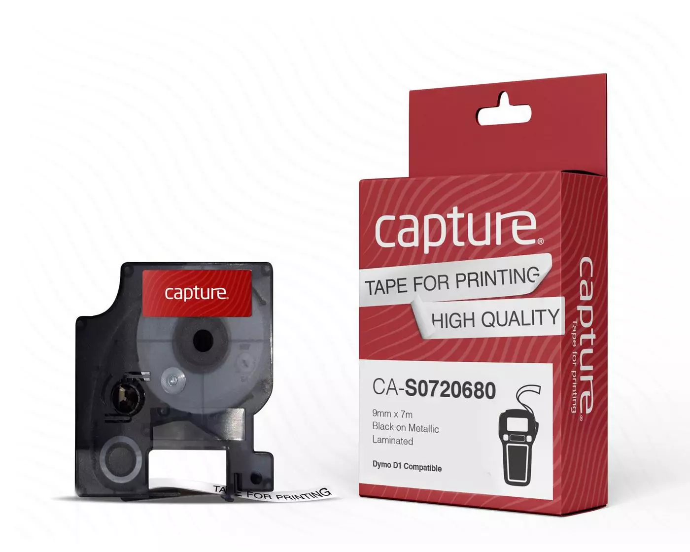CAPTURE 9mm x 7m Black on White Tape CA-S0720680