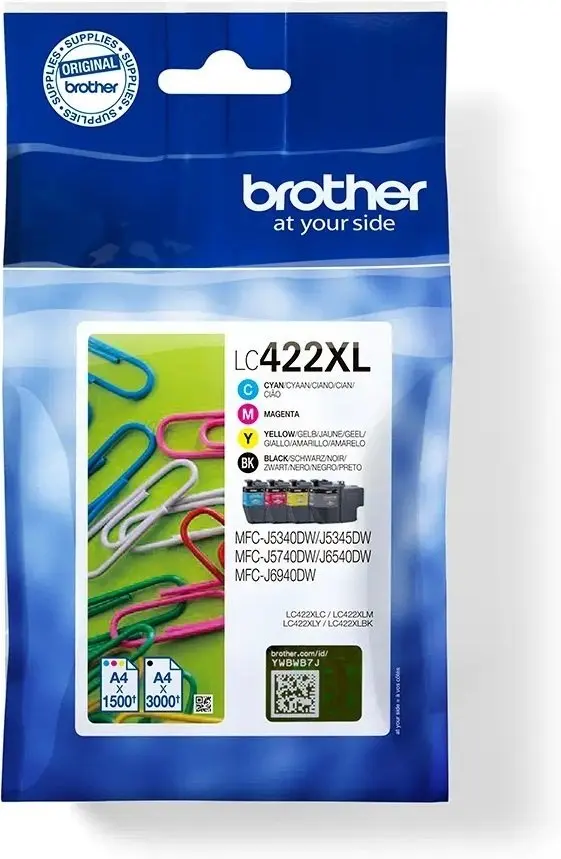 BROTHER LC422XL Multipack - 4-pack - High Yield - black, yellow, cyan, magenta - original - ink cartridge - for Brother MFC-J5345DW LC422XLVALDR