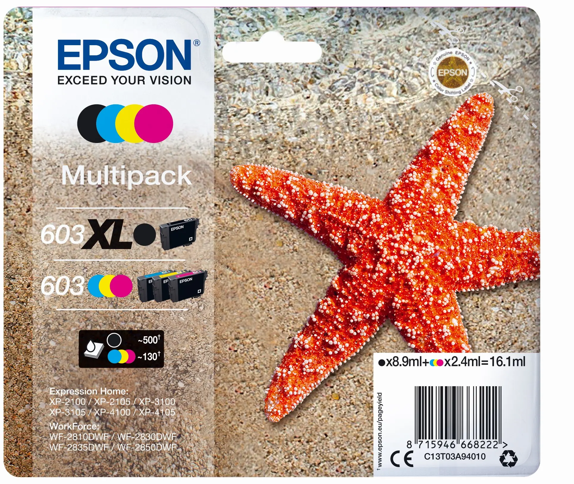 EPSON Multipack 4-colours 603 XL Black/Std. CMY C13T03A94020