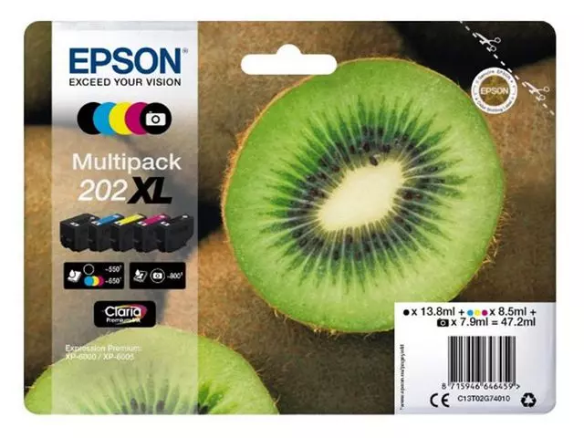 EPSON MULTIPACK 5-FARBIG 202XL KIWI CLARA PREMIUM INK SUPL C13T02G74010