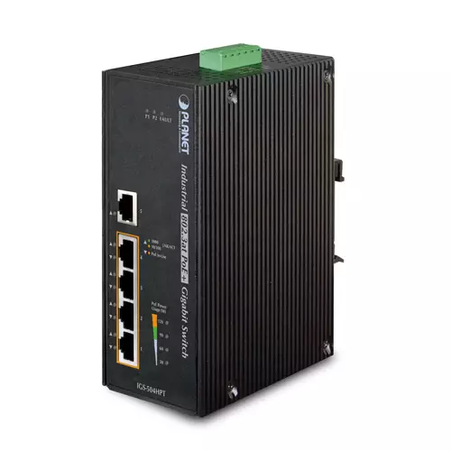 PLANET Switch 4-p Gb IP30 POE+ 10/1000 Mbps Industri DIN Layer 2 RSP IGS-504HPT