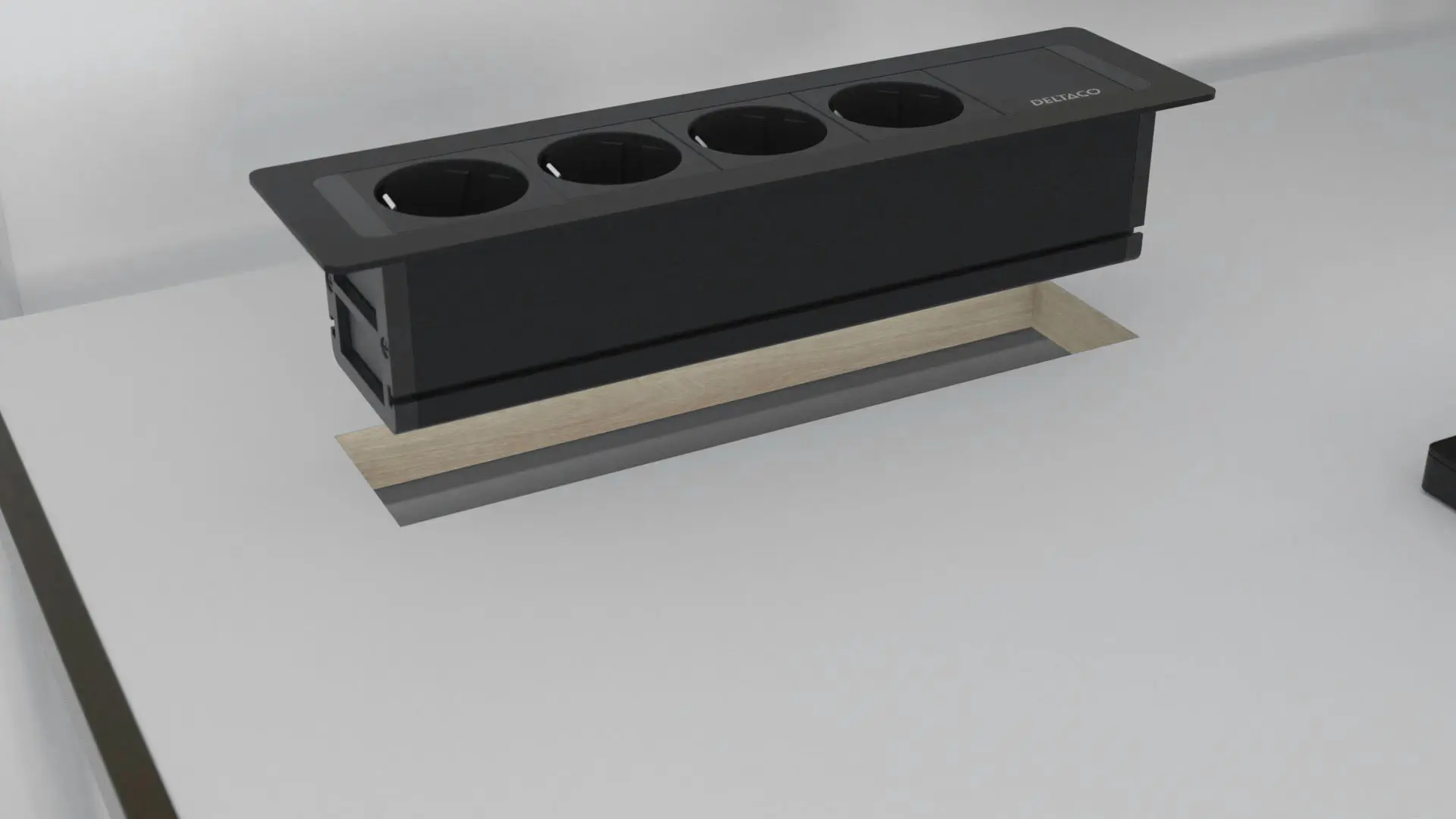 DELTACO OFFICE Recessed Outlet Box,4 outlets,GST18 in,end cap out GT-1304