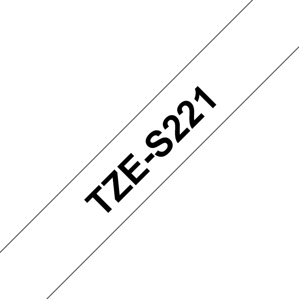 BROTHER 9MM Black On White Strong Adhes TZES221