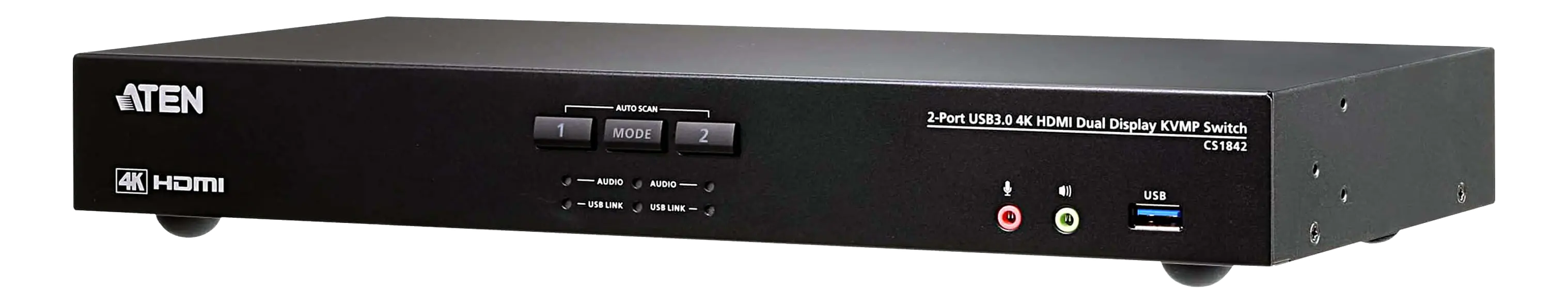 ATEN 2-Port True 4K HDMI Dual-View KVM Switch with Audio & USB 3.0 Hub CS1842-AT-G