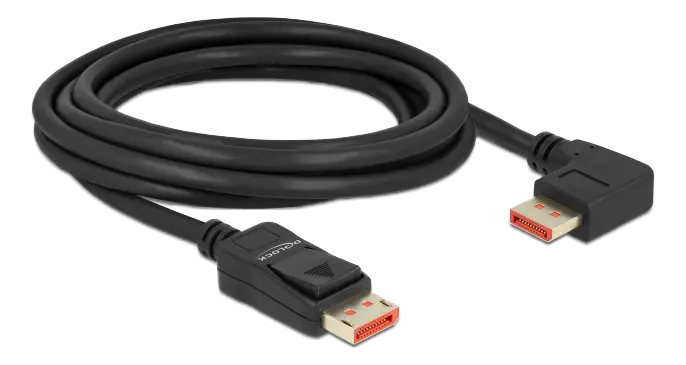 DELOCK DisplayPort cable male straight to male 90° right angled 8K 60 87067