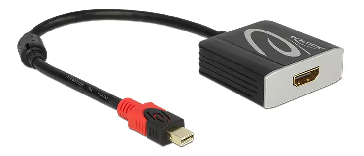 DELOCK mini DisplayPort till HDMI-adapter, aktiv, 4K i 60Hz, svart 62735