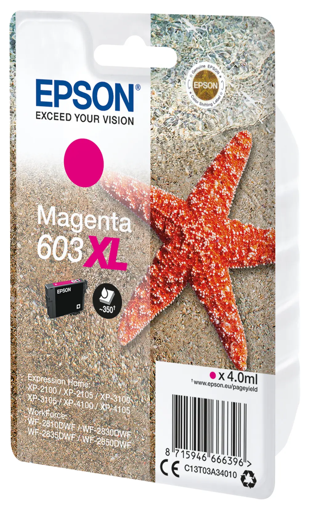 EPSON Singlepack Magenta 603XL Ink C13T03A34010