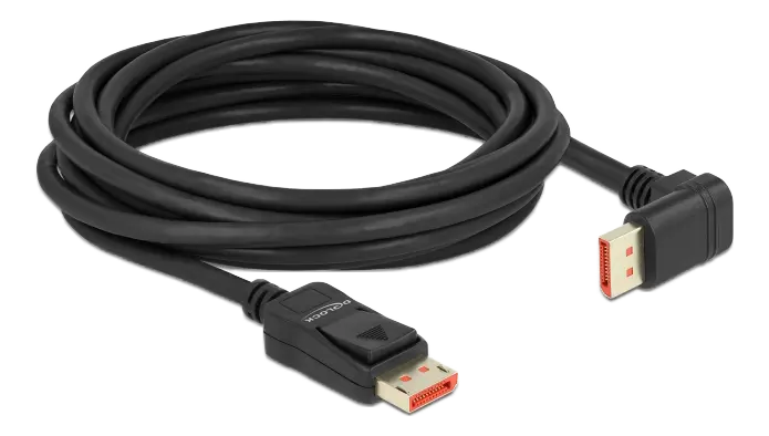 DELOCK DisplayPort cable male straight to male 90° downwards angled 8K 87053