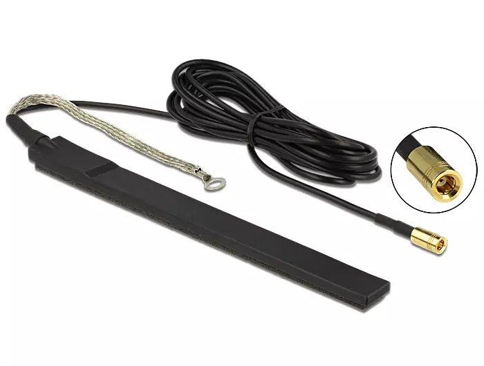 DELOCK DAB+ antenn, aktiv, SMB ha, 23 dBi, 3m, klisteretikett, svart 12411