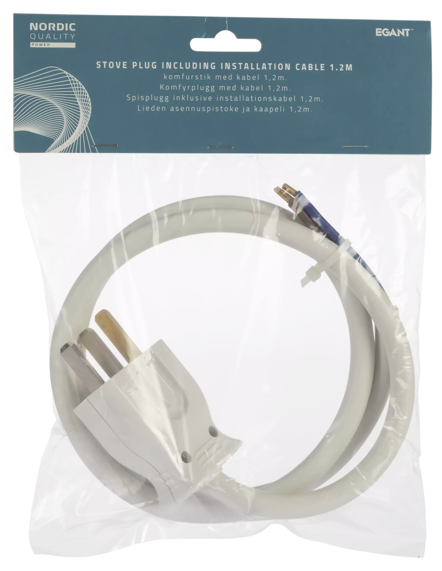 Nordic Quality Stove plug including installation cable, 1.2m 1506026